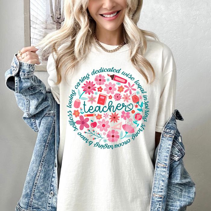 Chalkboard Chic Teacher Tee, Colorful Comfort Colors Shirts for Educators, Back to School & Teacher Appreciation Outfits