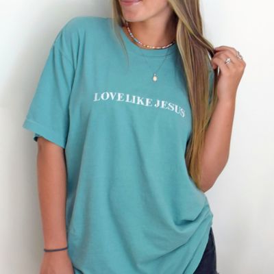 Embroidered Love Like Jesus Christian T-Shirts for Women Faith Religious Gift Short Sleeve Tops Comfort Colors Graphic Tee Cotton