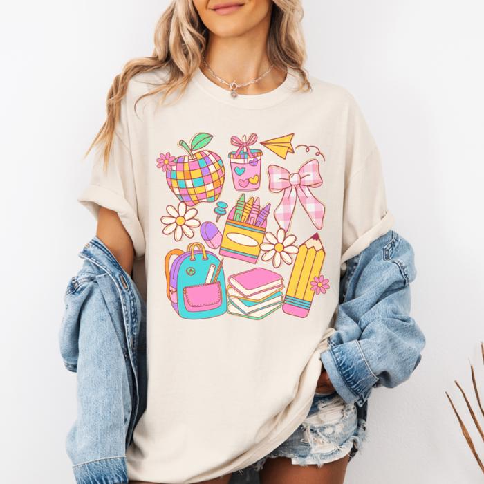 Chalkboard Chic Teacher Tee, Colorful Comfort Colors Shirts for Educators, Back to School & Teacher Appreciation Outfits