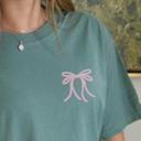  Embroidered Ribbon Bow, Coquette Bow Tee, Comfort Colors T-Shirts for Women, Trendy Bow Shirt Graphic Tee Cotton