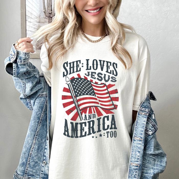 Patriotic Comfort Colors Tee for Women, Cute Red White and Blue USA Shirt for Women, 4th of July Casual Graphic Tee For Her