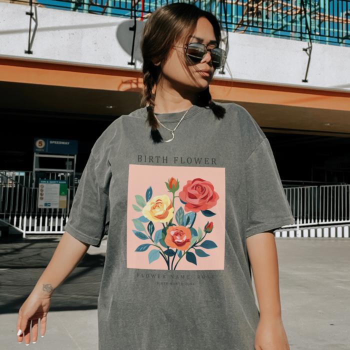 Birth Flower Comfort Colors Tee