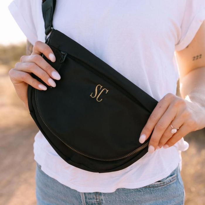 Custom Embroidered Nylon Crossbody Bag Personalized Small Purse Lightweight Travel Shoulder Bag Monogram Gift Women Everyday Waterproof