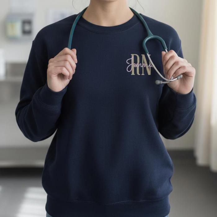 Custom Nurse Sweatshirt Embroidered Quarter Zip, Personalized RN Gift with Name, Registered Nurse Pullover, Monogram Nurse Gift Idea