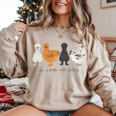 Life Is Better With Silkies Sweatshirt, Silkie Chicken Lover Crewneck, Farm Chicken Sweatshirt for Women, Cute Silkie Chicken Gift, Chicken Mom Pullover