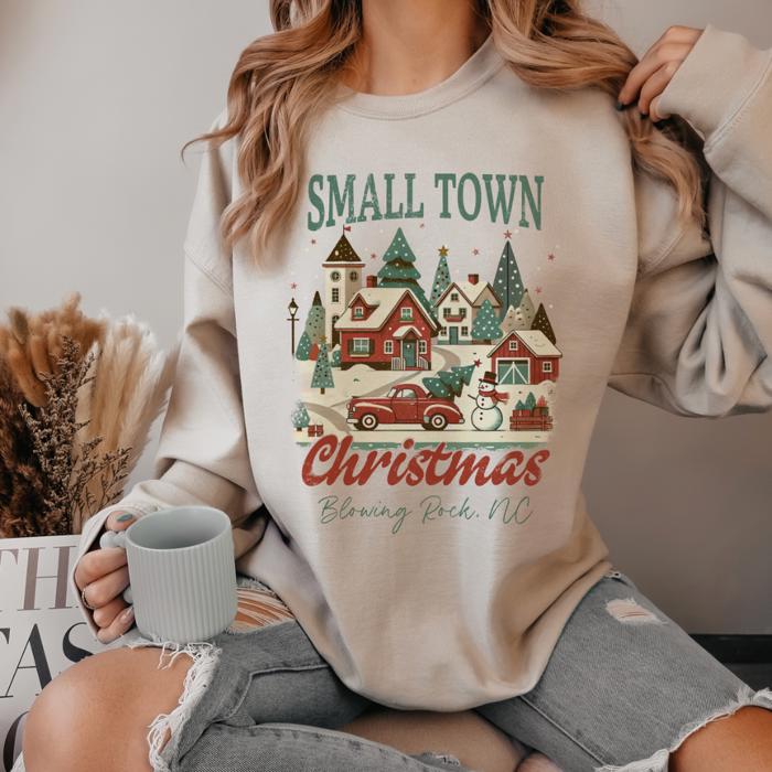 Personalized Small Town Christmas Sweatshirt, Custom Christmas Crewneck for Women, Cozy Holiday Sweater, Small Town Girl Christmas Gift, Country Christmas Outfit