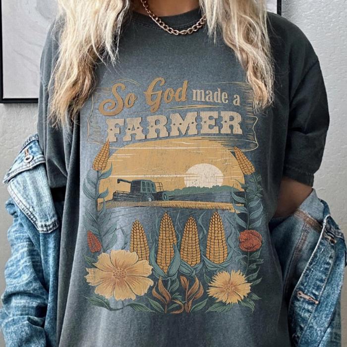 So God Made A Farmer Comfort Colors Tee