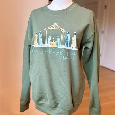 The Greatest Gift of All Matthew 1:21 Crewneck, Christian Christmas Sweater, Faith Holiday Gift, Religious Winter Pullover