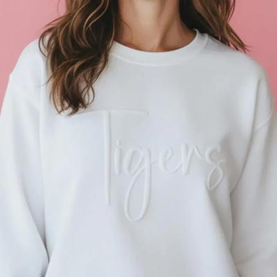 Custom Puff Monochrome Script Style Sweatshirt | School Mascot, City, State, or Area Code