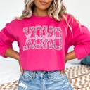  XOXO Pink Print Valentine's Day Sweatshirt, Valentine's T-Sweatshirt for Women, Valentine's Day Sweatshirt (Faux Sequin)