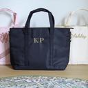  Embroidered Tote Bag, Nylon Name Classic Tote, Bridesmaid Gift, Bridal Party Bag, Personalized Tote with Zipper, Gift for Her, Everyday Tote