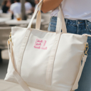  Embroidered Tote Bag, Nylon Name Classic Tote, Bridesmaid Gift, Bridal Party Bag, Personalized Tote with Zipper, Gift for Her, Everyday Tote