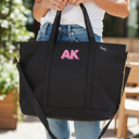  Embroidered Tote Bag, Nylon Name Classic Tote, Bridesmaid Gift, Bridal Party Bag, Personalized Tote with Zipper, Gift for Her, Everyday Tote