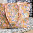  Embroidered Cotton Quilted Bag, Block Print Tote Bag for Women, Boho Travel Bag, Handmade Shoulder Purse, Large Floral Weekender, Bridesmaid