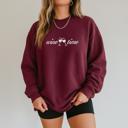  Wine Time Embroidered Sweatshirt, Wine Lover Gift, Cozy Wine Crewneck for Women, Girls Night Out Sweater, Cute Drinking Shirt