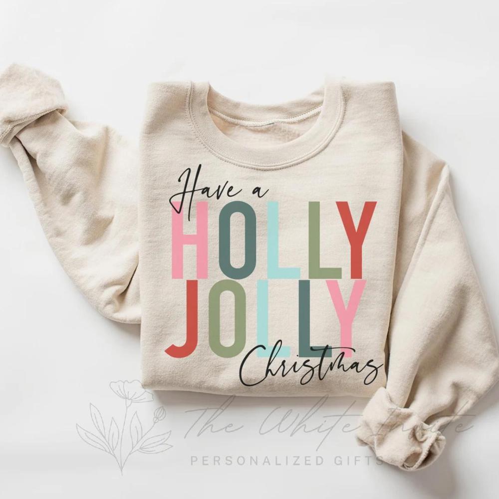 Holly Jolly Christmas Sweatshirt, Vintage Christmas Shirts for Women, Christmas Matching Sweatshirt, Family Shirt, Christmas Sweater