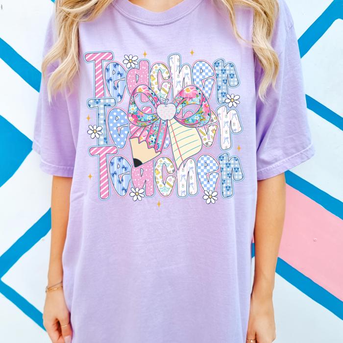 Chalkboard Chic Teacher Tee, Colorful Comfort Colors Shirts for Educators, Back to School & Teacher Appreciation Outfits