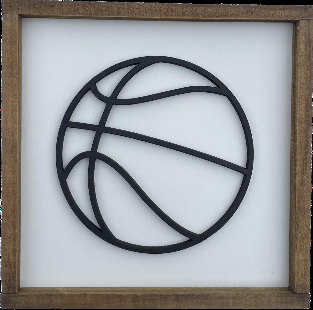 5"x5" Basketball Sign | Black/White Team Gift