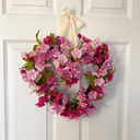  Valentine’s Day Heart Shaped Wreath with Pink Cherry Blossoms 