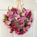  Valentine’s Day Heart Shaped Wreath with Pink Cherry Blossoms 