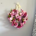  Valentine’s Day Heart Shaped Wreath with Pink Cherry Blossoms 