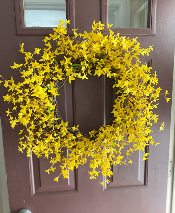 Forsythia Wreath for Front Door, Spring Wreath