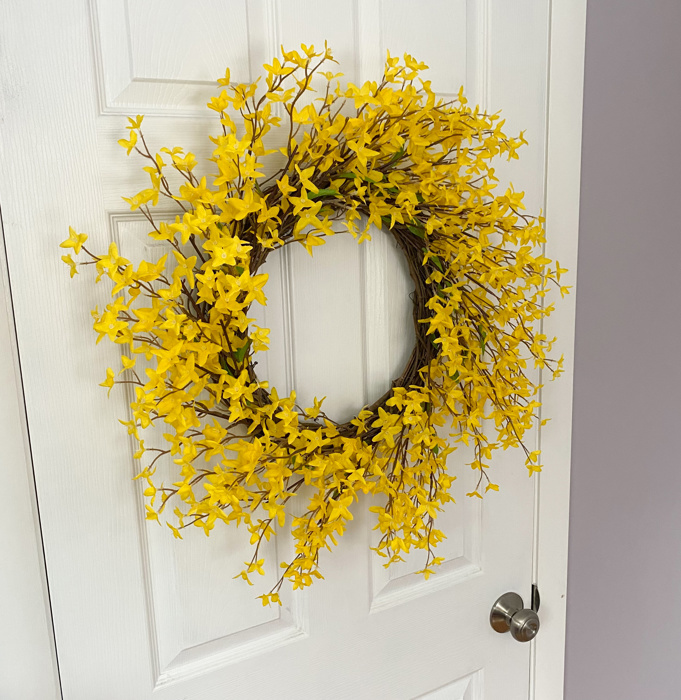 Forsythia Wreath for Front Door, Spring Wreath