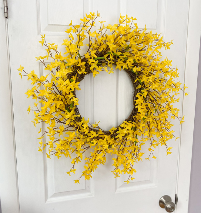 Forsythia Wreath for Front Door, Spring Wreath