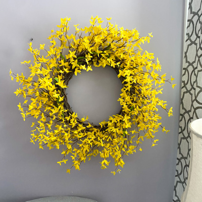 Forsythia Wreath for Front Door, Spring Wreath