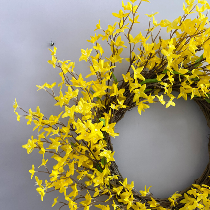 Forsythia Wreath for Front Door, Spring Wreath