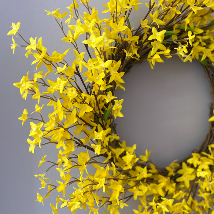 Forsythia Wreath for Front Door, Spring Wreath