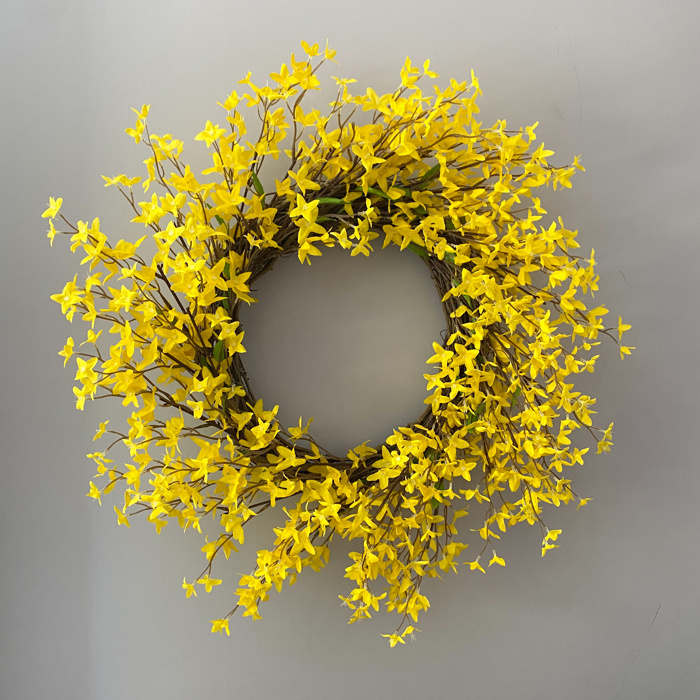 Forsythia Wreath for Front Door, Spring Wreath