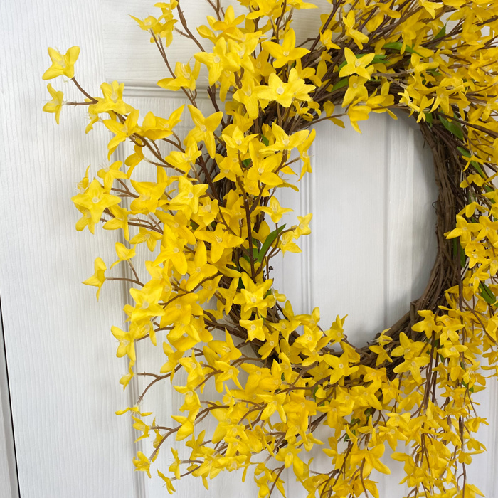 Forsythia Wreath for Front Door, Spring Wreath