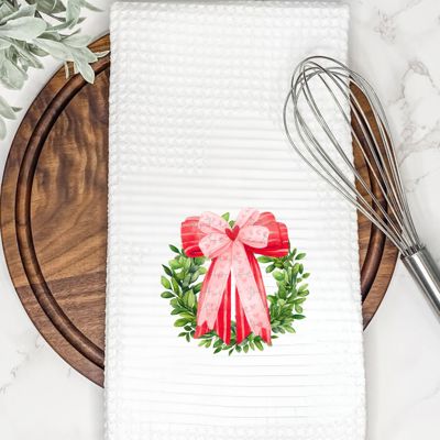 Valentine's Bow and Wreath Tea Towel
