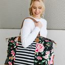 Floral Striped Weekender Tote Carry All Bag