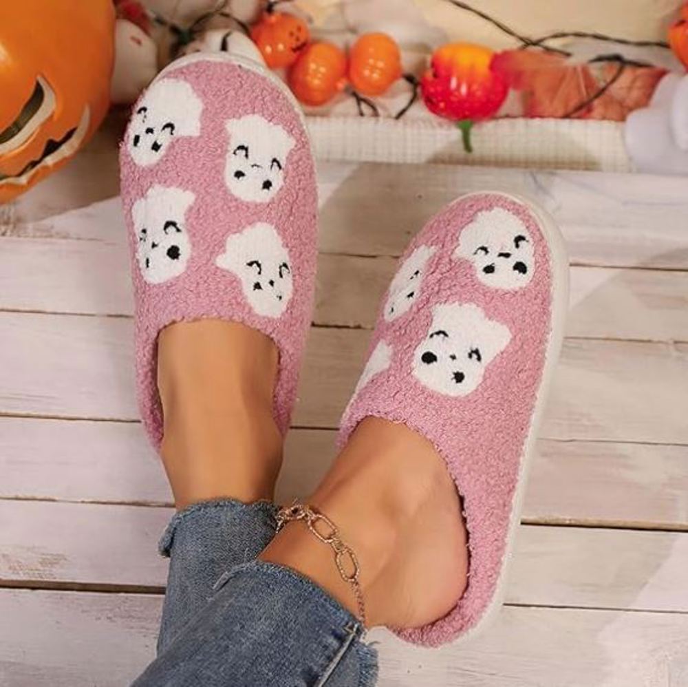 Cozy Halloween Ghost Slippers