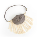 Gray Linen Fringe Crossbody Sling Hip Bum Bag