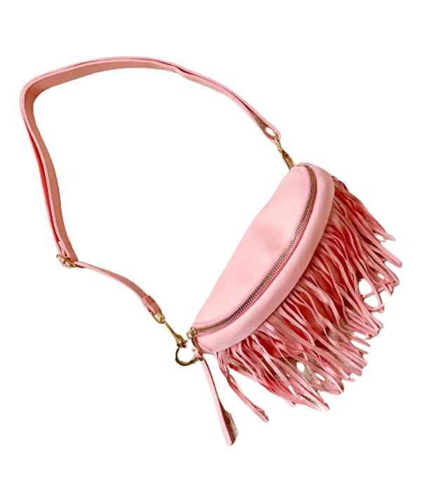 Removable Fringe Crossbody Sling Bag | Pink