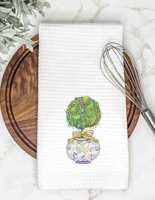 Beads & Blooms Mardi Gras Tea Towel