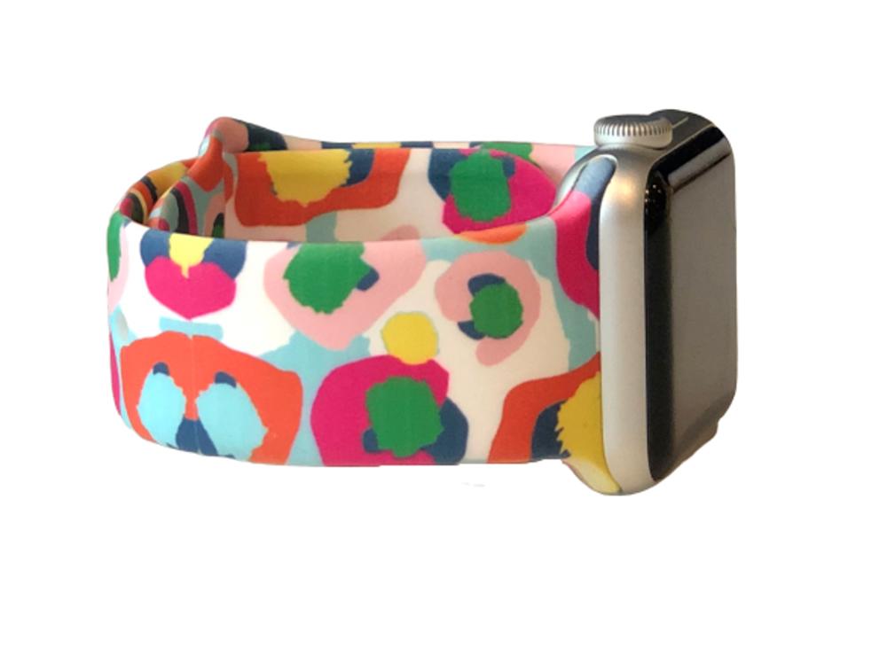 Multi Color Cheetah Silicone Apple Watch Band