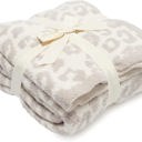 Stone Leopard Luxe Plush Leopard Blankets