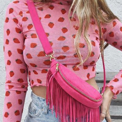 Removable Fringe Crossbody Sling Bag | Pink
