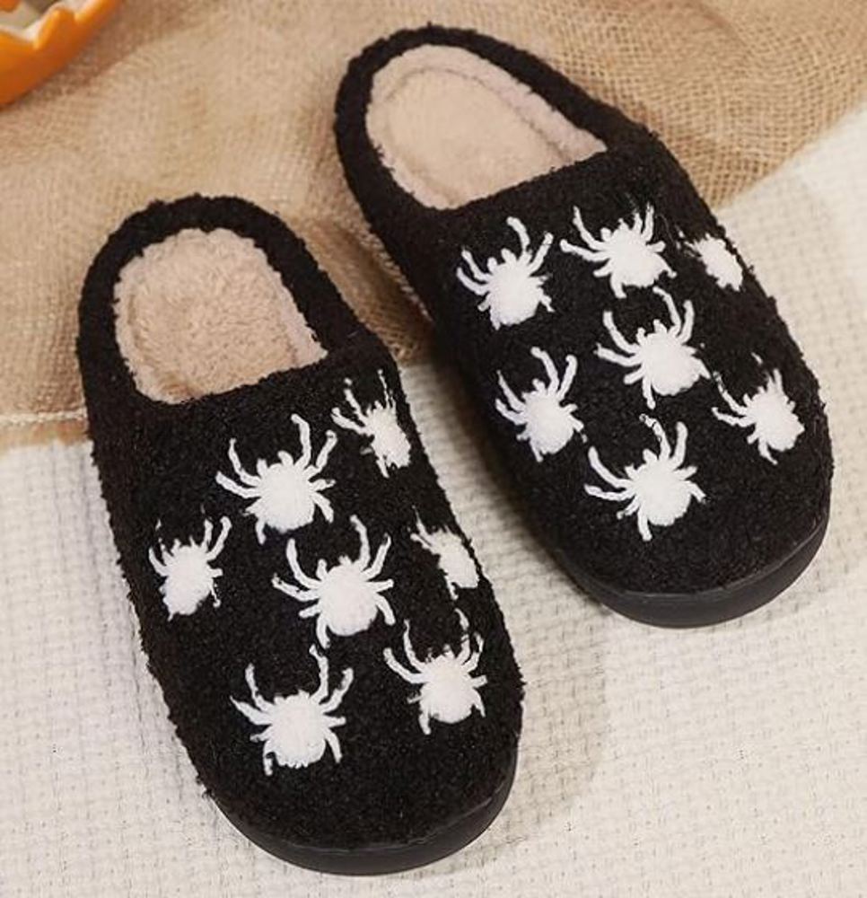 Cozy Halloween Spider Slippers