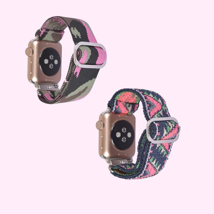 BOGO | Pink Nylon Elastic Band for Apple Watch 38/40/41mm and 42/44/45/46/49mm All Series