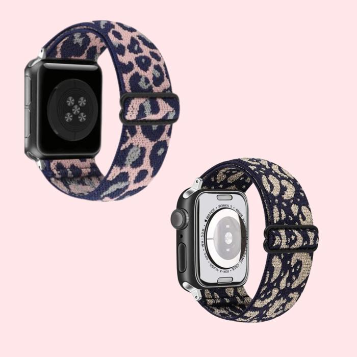 BOGO | Metallic Cheetah Nylon Elastic Band for Apple Watch 38/40/41mm and 42/44/45/46/49mm All Series