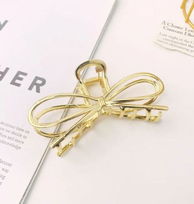 Bow Hair Claw Clip Gold + Silver