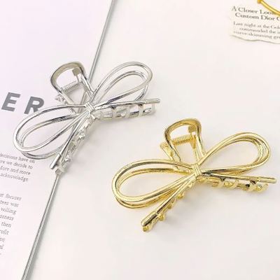 Bow Hair Claw Clip Gold + Silver