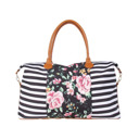 Striped Floral Weekender Tote Carry All Bag