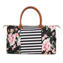 Floral Striped Weekender Tote Carry All Bag