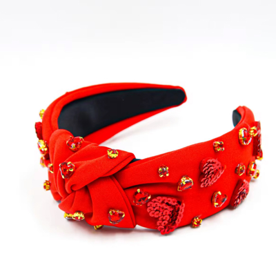 Red Hearts Beaded Headband